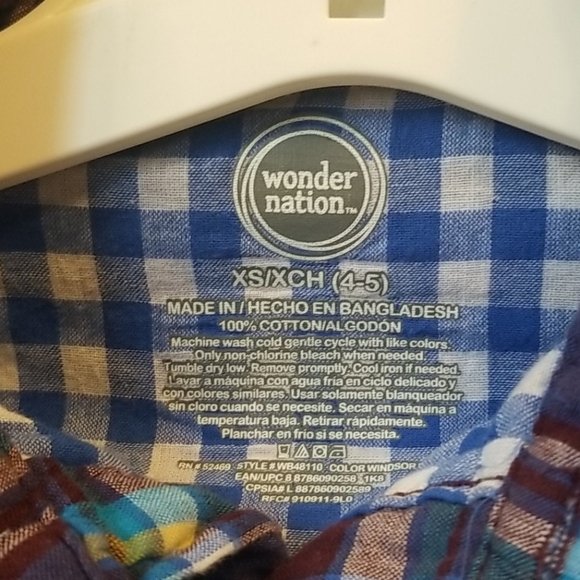 WONDER NATION: SIZE 4-5 COLORED BUTTON DOWN - Picture 2 of 3